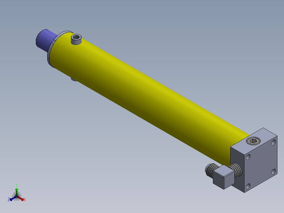 焊接式液压缸（带后安装端）50x30x331.5 mm正等轴测图