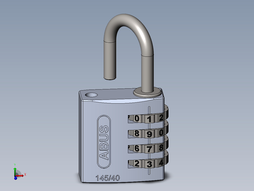 密码挂锁3D图纸 Solidworks设计