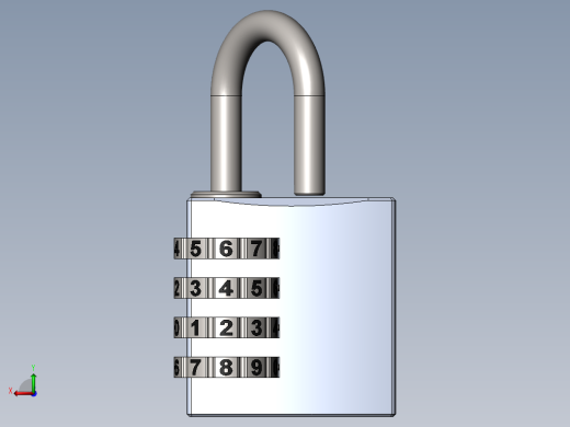 密码挂锁3D图纸 Solidworks设计后视缩略图