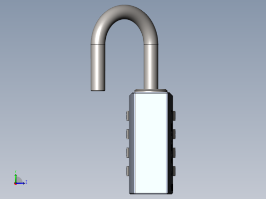 密码挂锁3D图纸 Solidworks设计左视缩略图