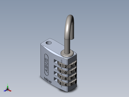 密码挂锁3D图纸 Solidworks设计正等轴测缩略图