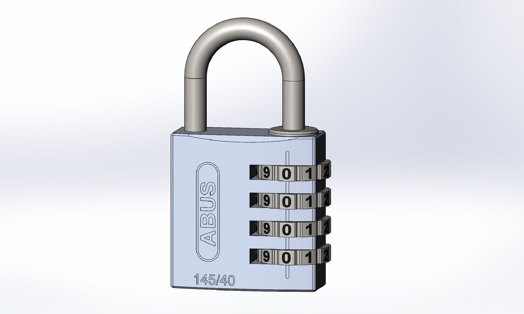 密码挂锁3D图纸 Solidworks设计
