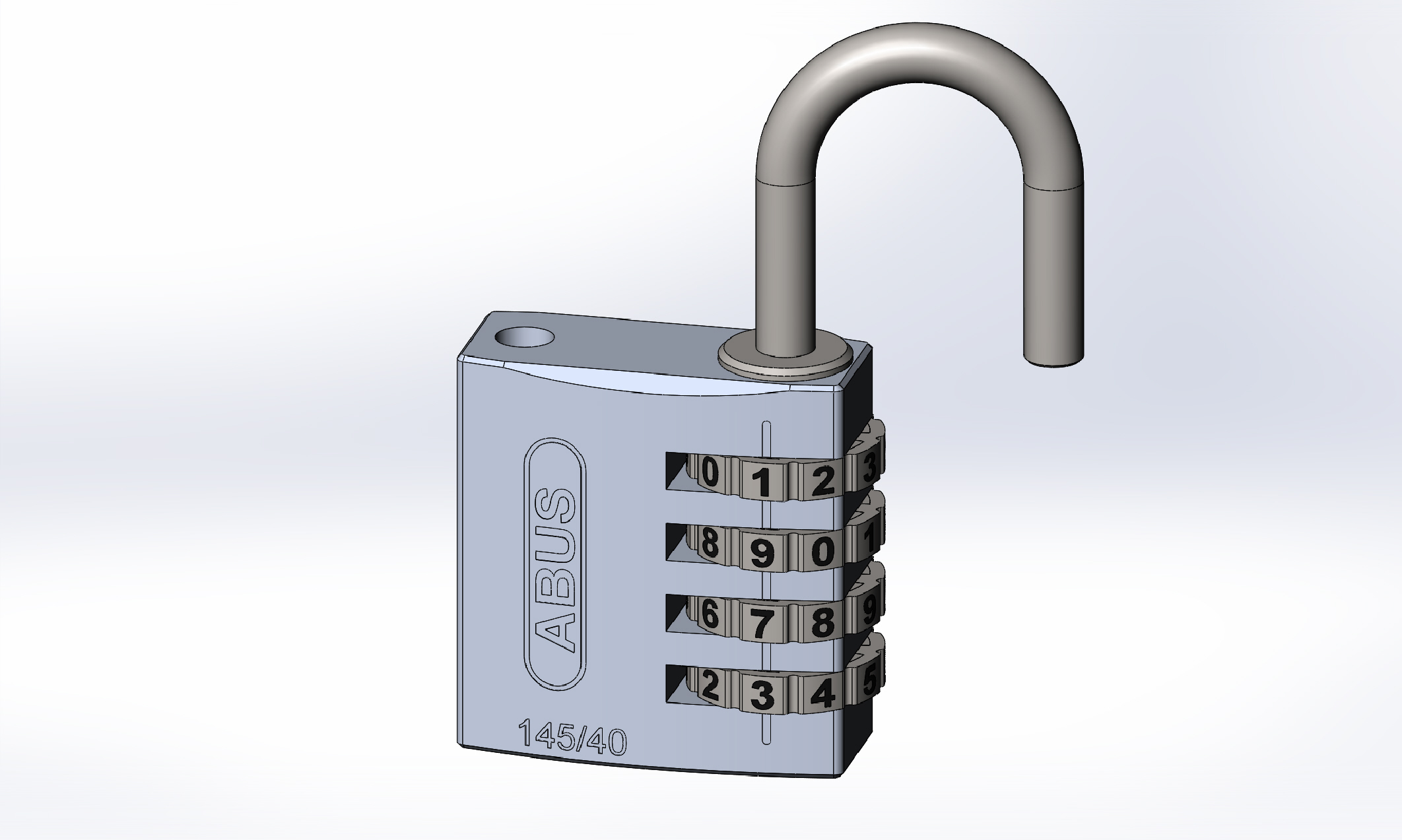 密码挂锁3D图纸 Solidworks设计