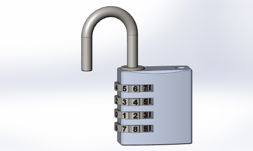 密码挂锁3D图纸 Solidworks设计缩略图
