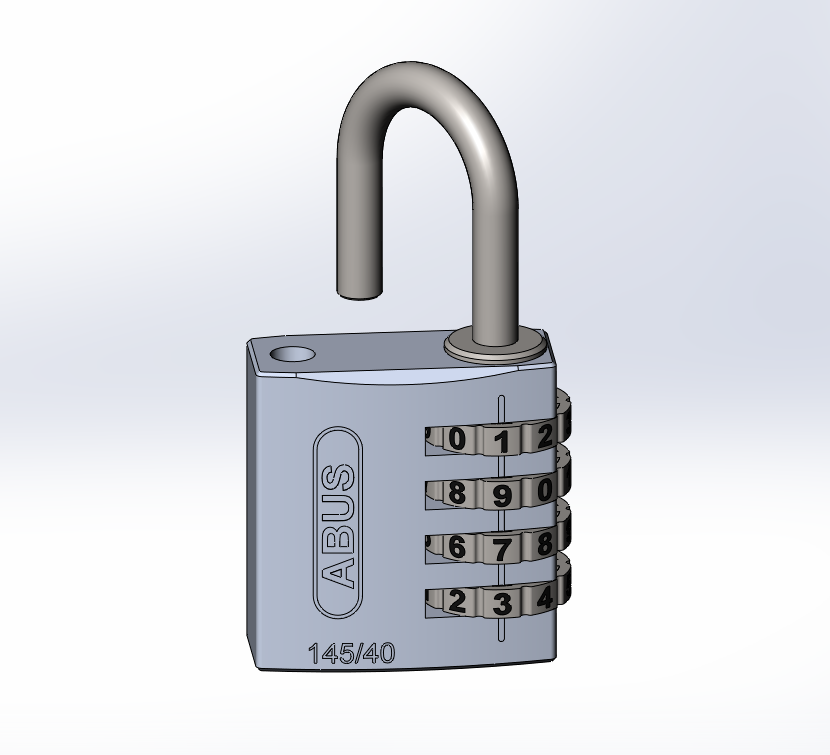 密码挂锁3D图纸 Solidworks设计