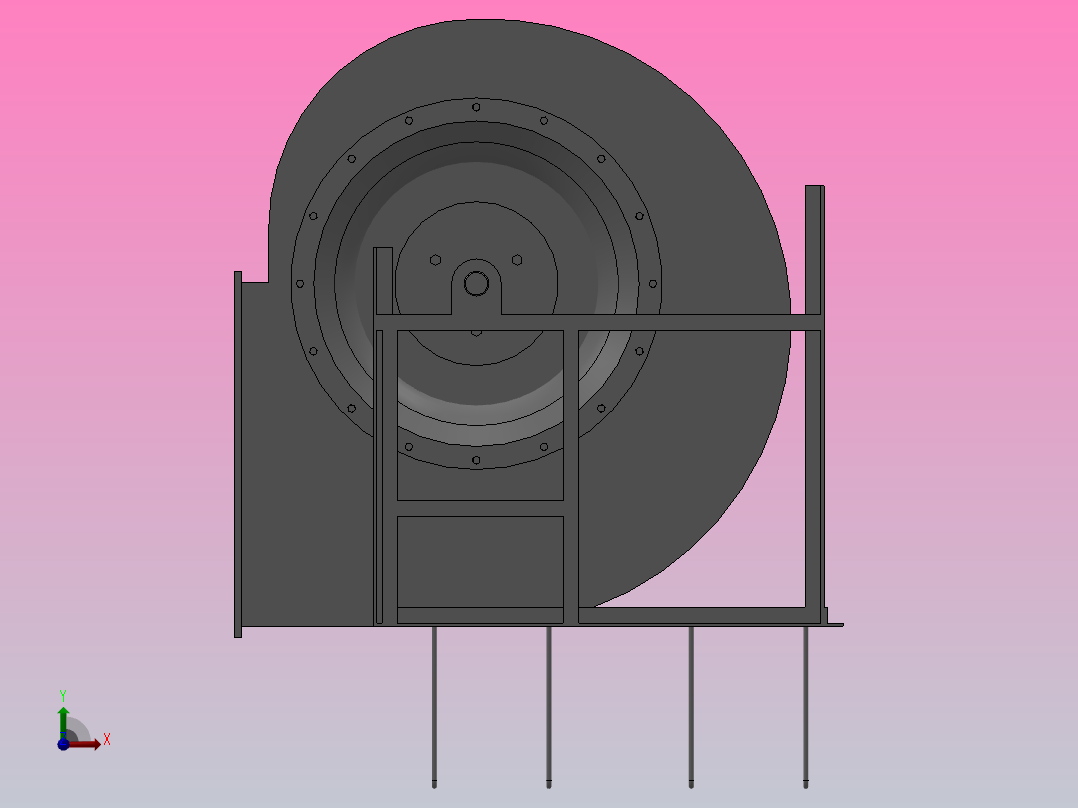 4-79-11型No10、12、14、16、18、20E离心通风机[4-79-11型离心通风机-10E-Y180M-4-顺0°]前视图