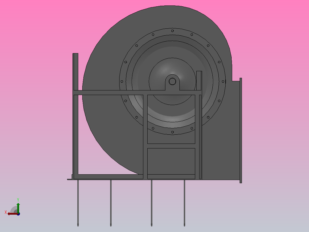4-79-11型No10、12、14、16、18、20E离心通风机[4-79-11型离心通风机-10E-Y180M-4-顺0°]后视图