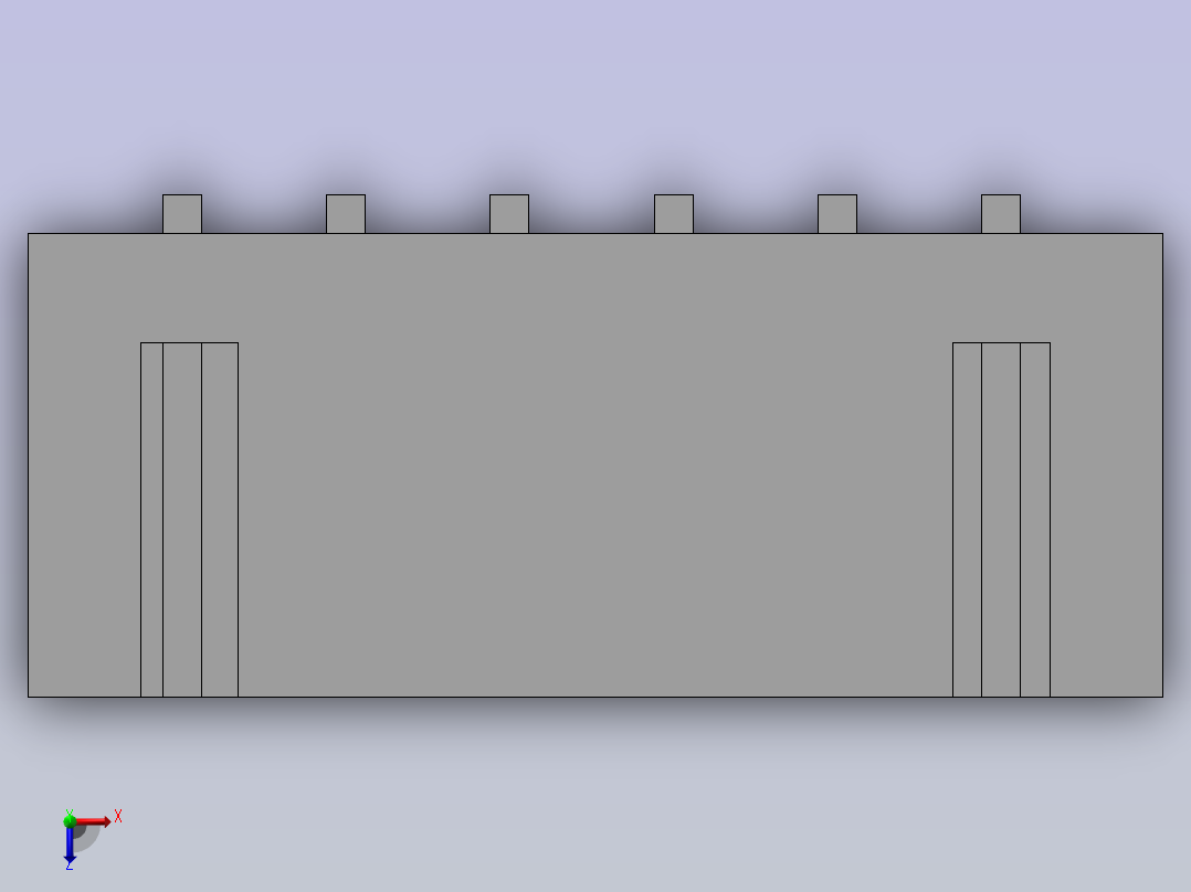 立式--XH2.54-6P俯视图