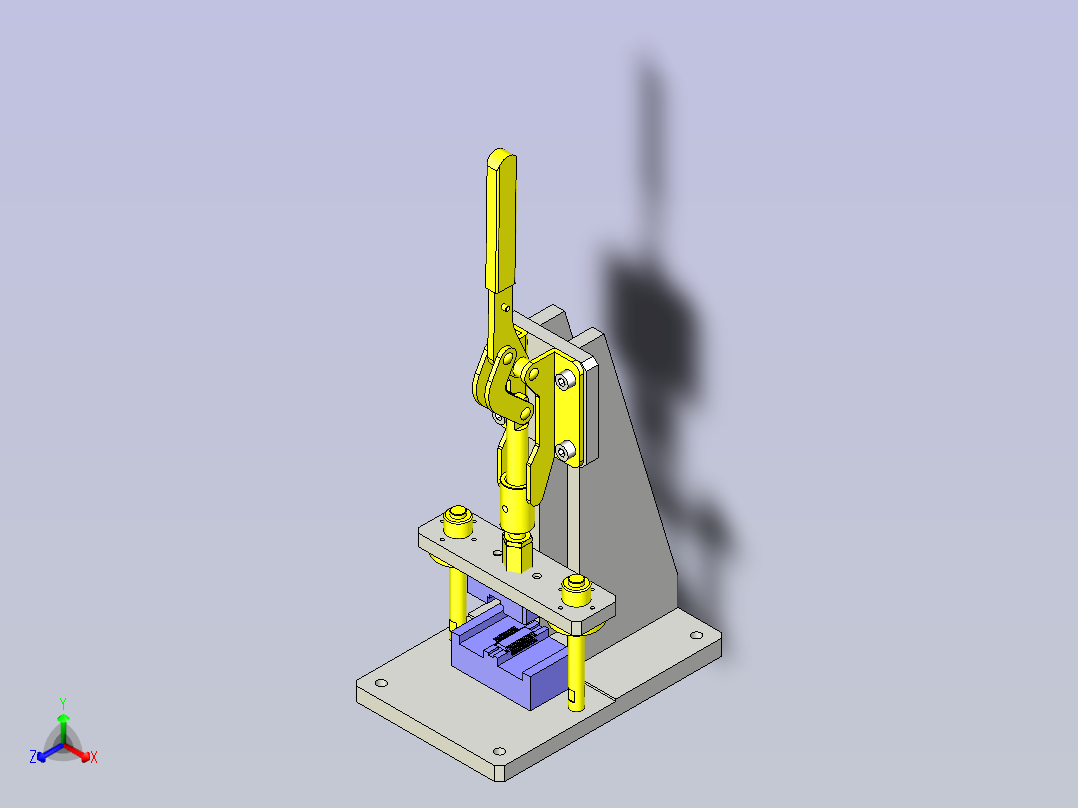 一款手动冲压装置3D模型主视图