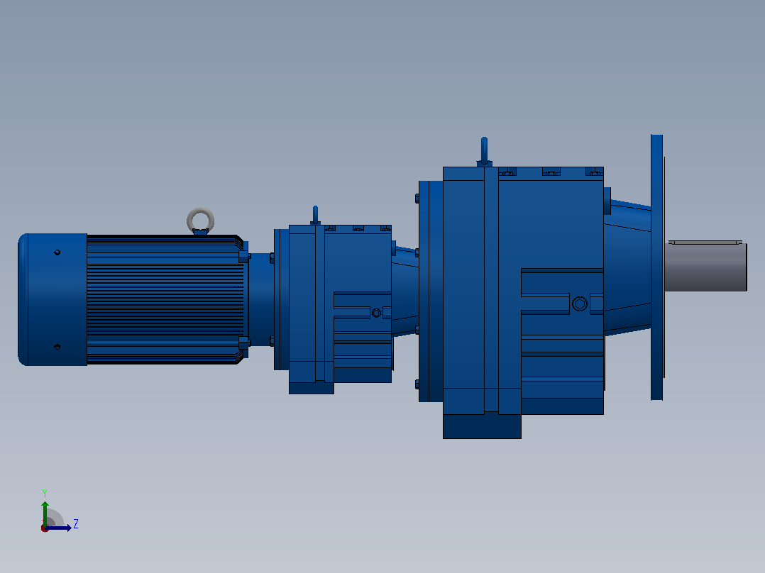 RF167R107法兰轴伸式组合型斜齿轮减速机RF167F107-Y15-4P-160L-M1-0°-Φ550左视图