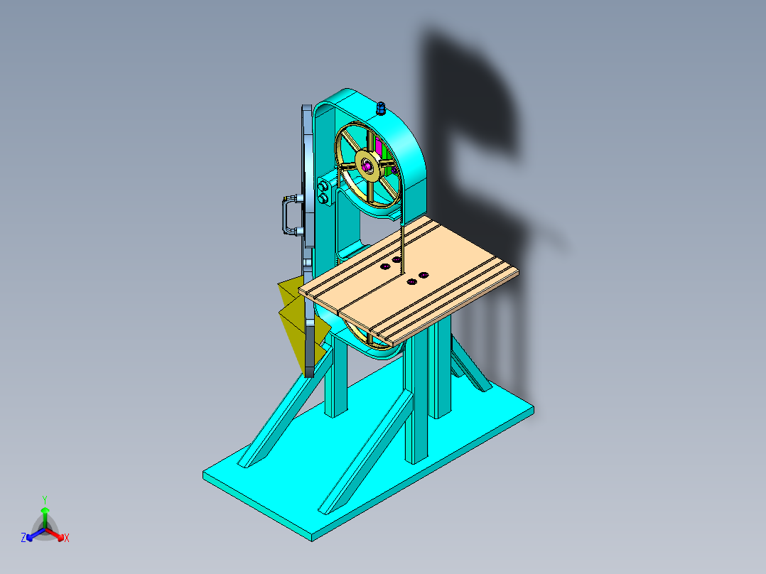 立式金属带锯床_3503正等轴测图