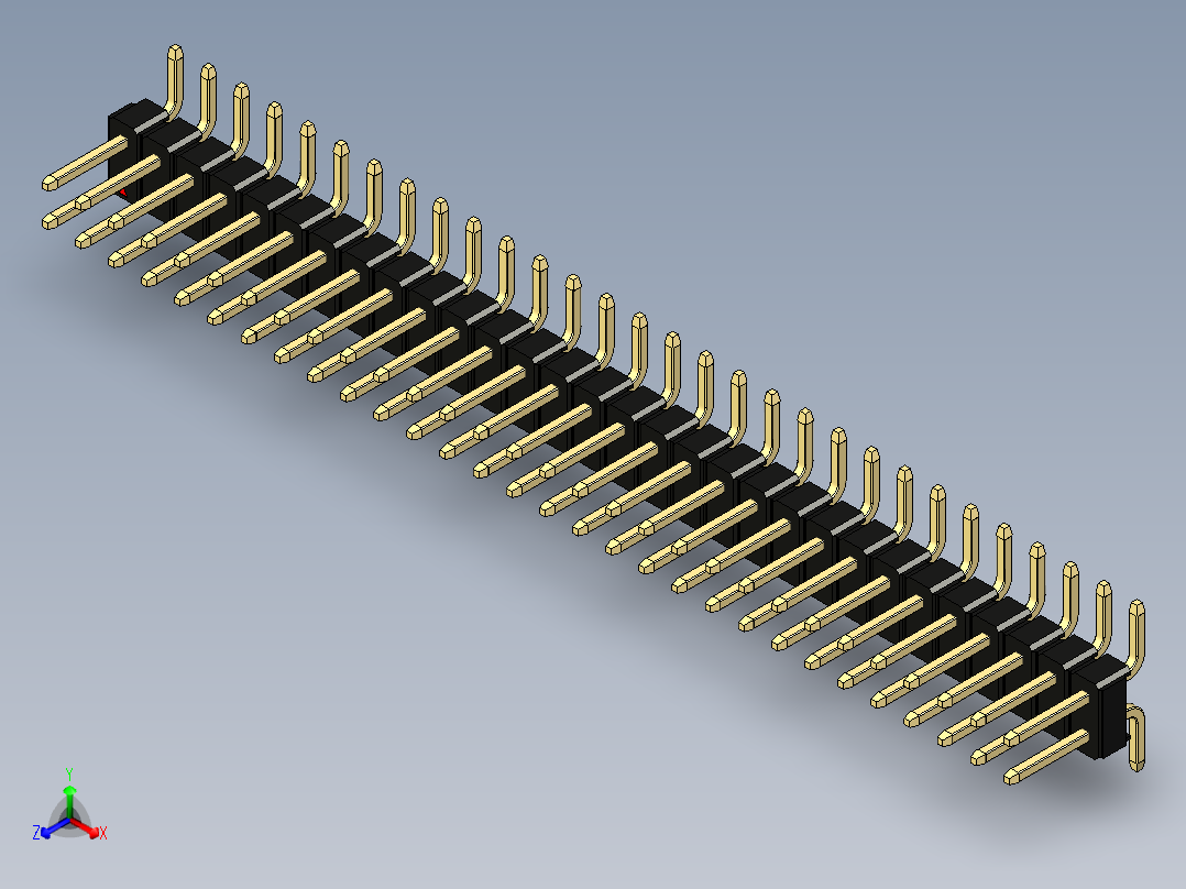 彩色公排针 100mil 2.54mm 系列-DS1022_black_60p_100mil_TypeSMT_rev1.0主视图
