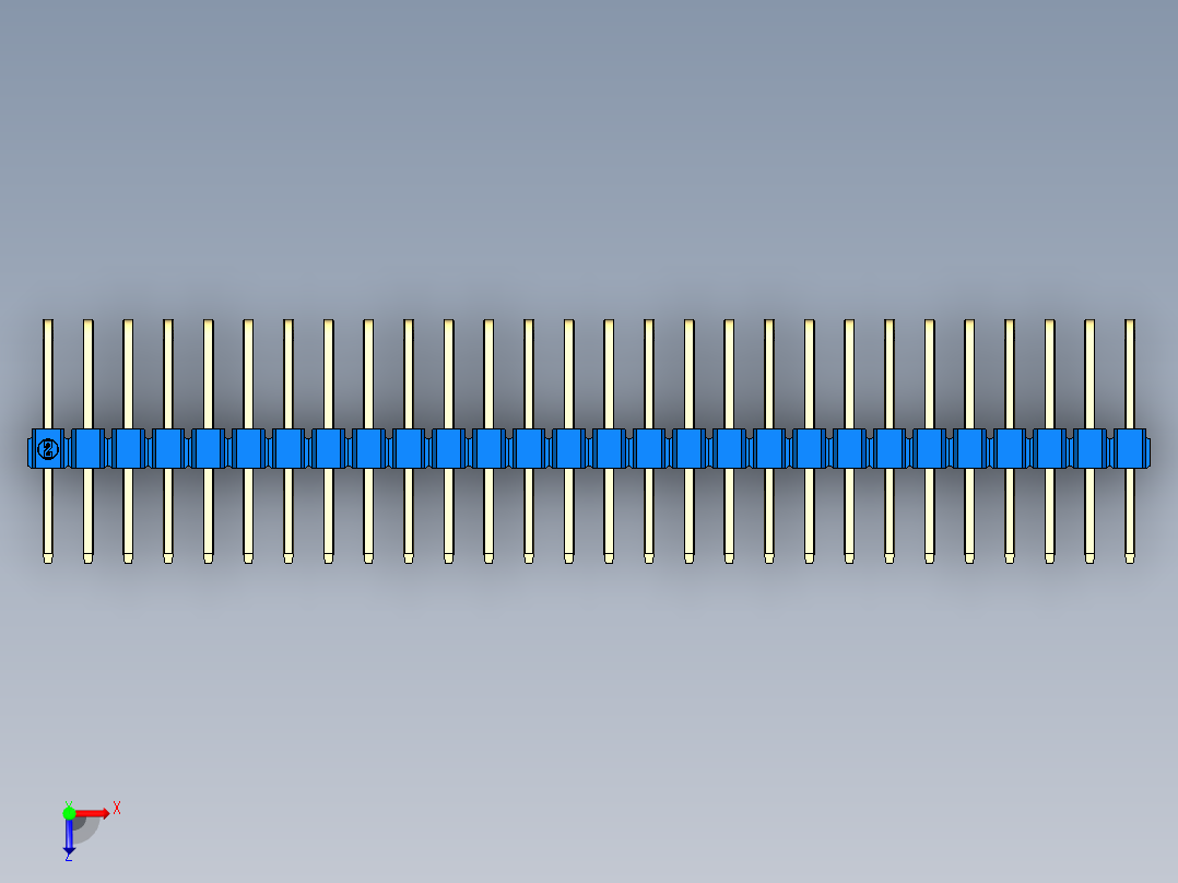 彩色公排针 100mil 2.54mm 系列-DS1022_blue_3x28p_100mil_TypeD_rev1.0俯视图