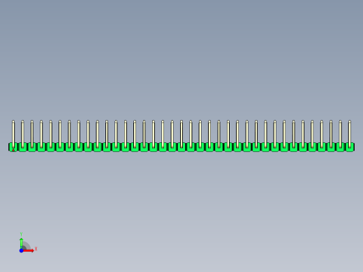 彩色公排针 100mil 2.54mm 系列-DS1022_green_37p_100mil_TypeU_rev1.0前视缩略图
