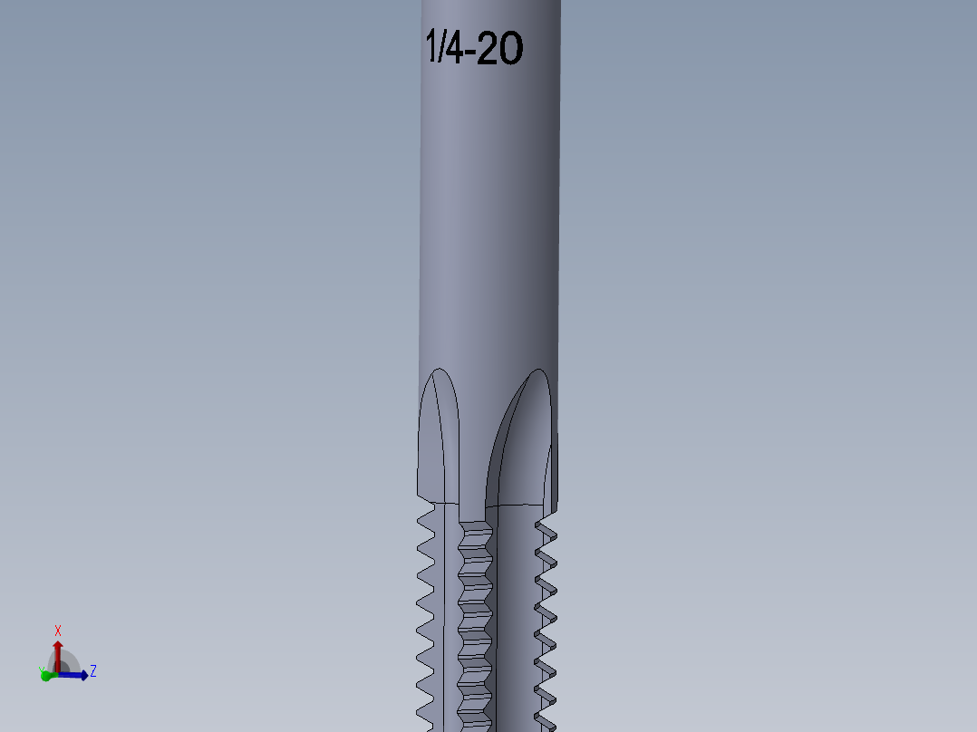 标准英制丝锥-Hand Tap 1-4 20 N3主视图