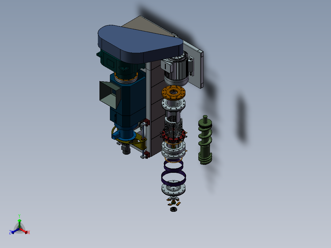 颗粒加工机正等轴测图