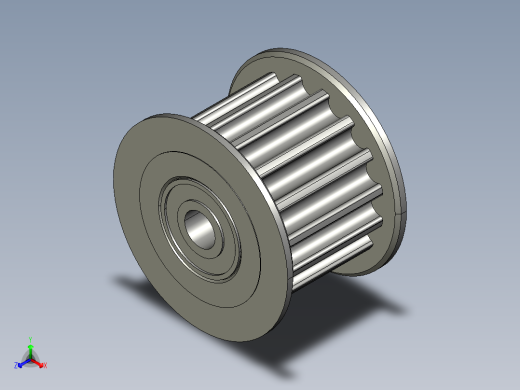HTD-5M 皮带轮 16 齿，适用于 15 毫米皮带--stp igs sw三维 3d模型设计图
