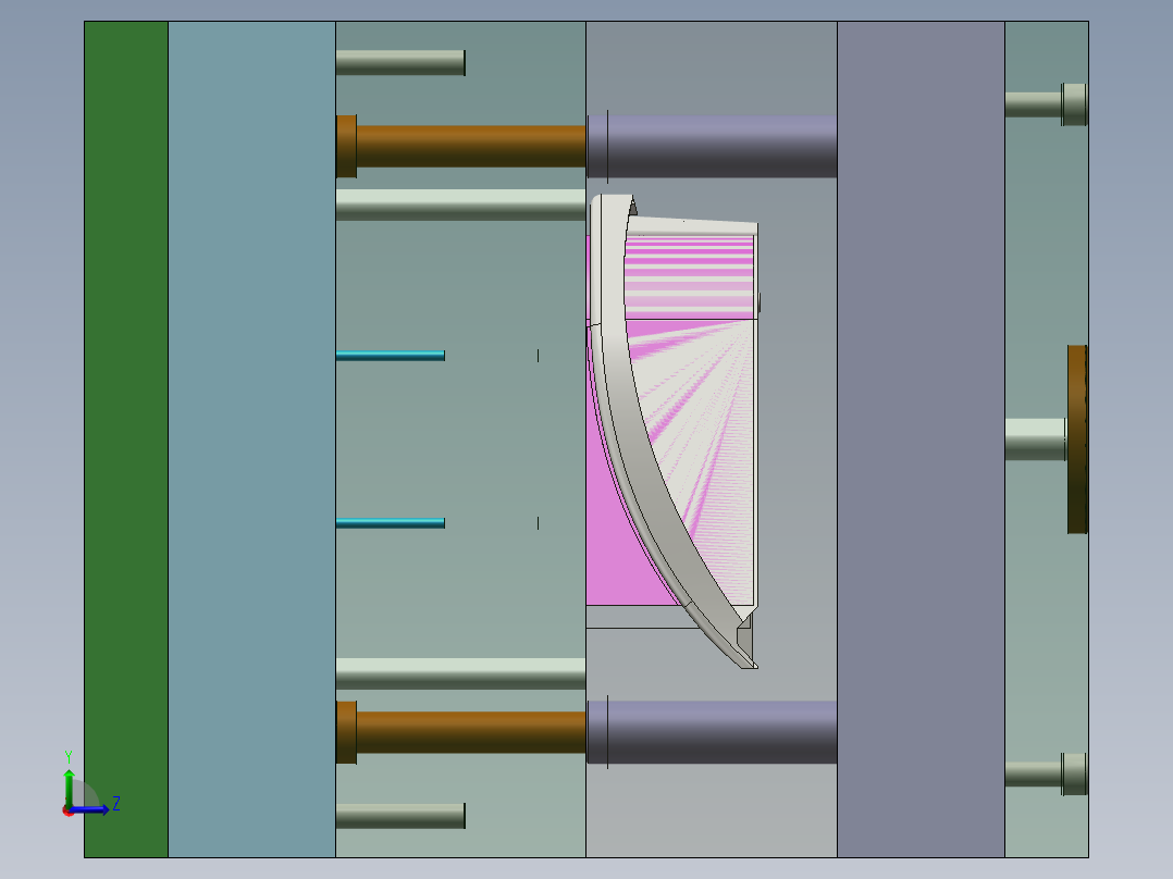 Q176-塑料簸箕注塑模具设计【三维SolidWorks】左视图