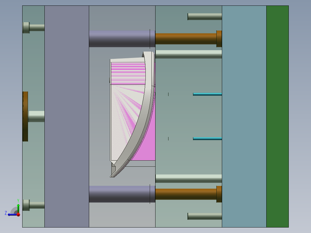 Q176-塑料簸箕注塑模具设计【三维SolidWorks】右视图