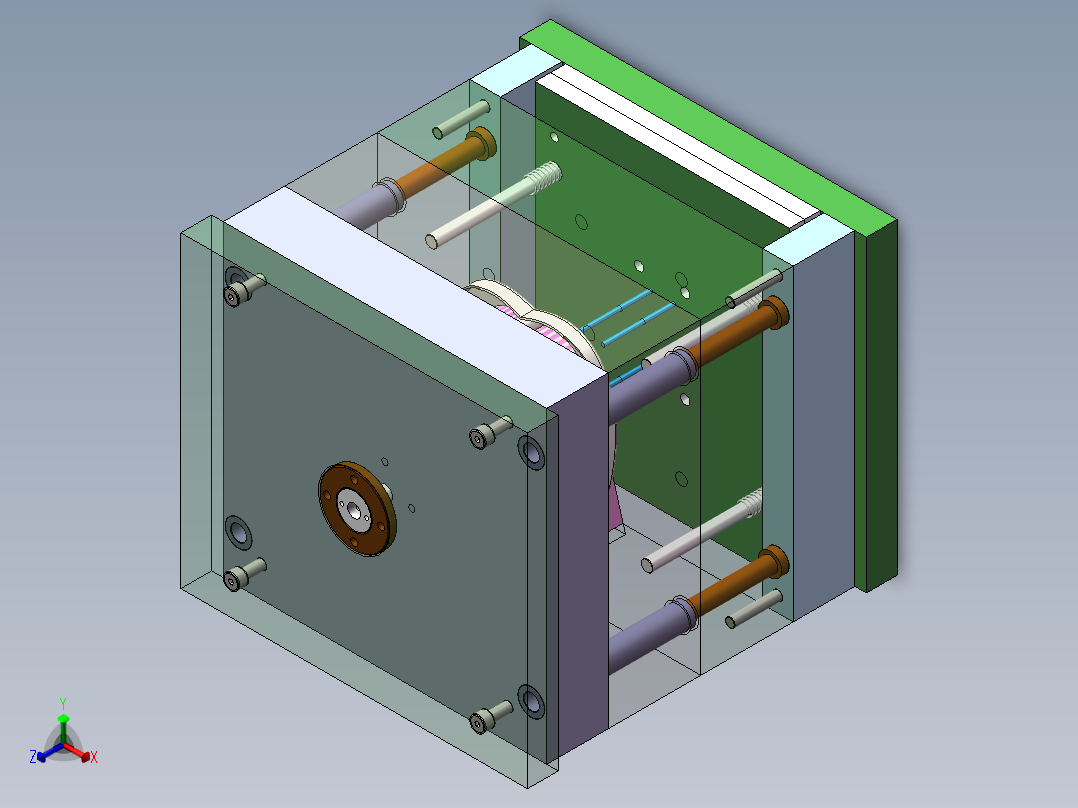 Q176-塑料簸箕注塑模具设计【三维SolidWorks】正等轴测图