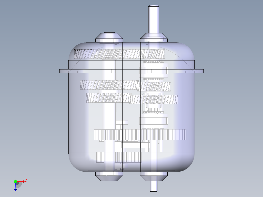 三轴四档变速器catia1027603俯视图