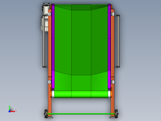 40x80型材框架倾斜皮带输送机3D数模图纸 STEP格式前视缩略图