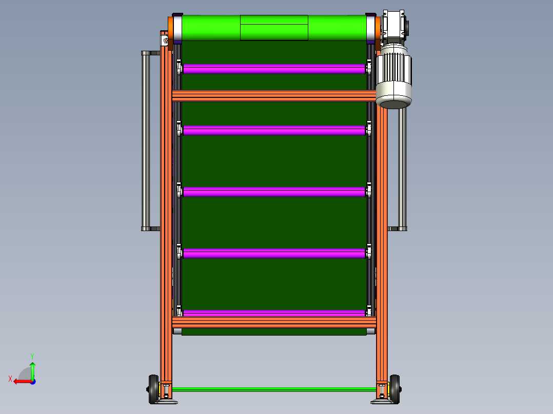 40x80型材框架倾斜皮带输送机3D数模图纸 STEP格式后视图