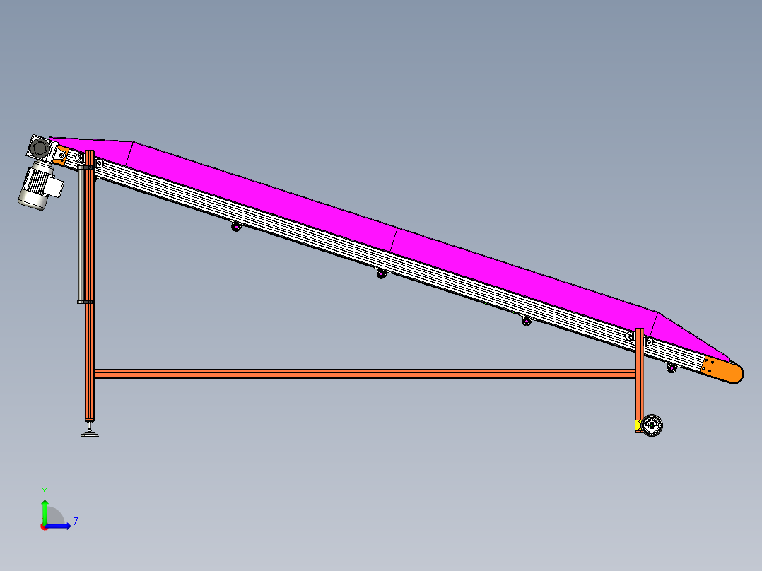 40x80型材框架倾斜皮带输送机3D数模图纸 STEP格式左视图