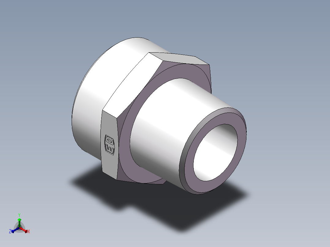 英制锥管螺纹直接头、1CT-45-16SP正等轴测图