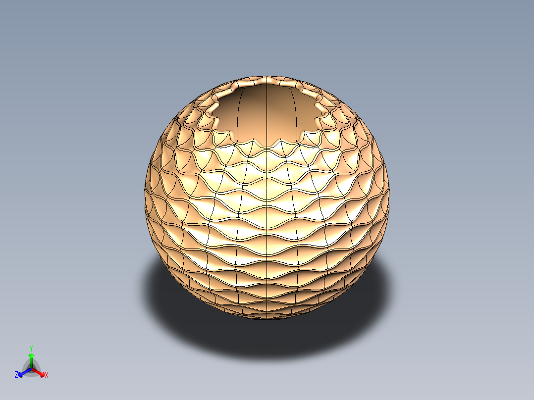 B3004618-浮雕波浪花瓶正等轴测图