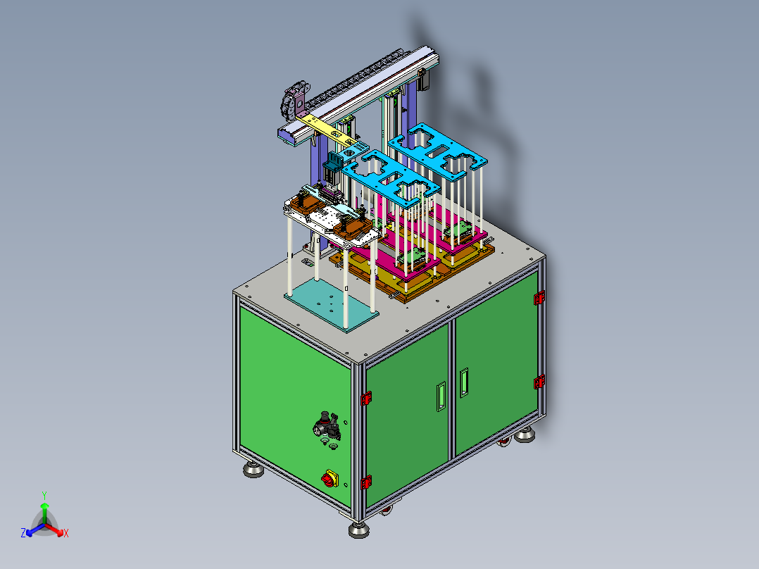 手机外壳压钢片机、自动装钢片机正等轴测图