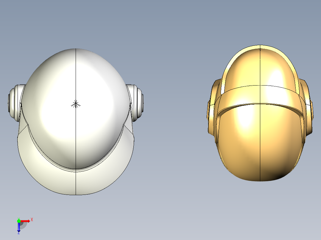 汽车头盔3D模型俯视图