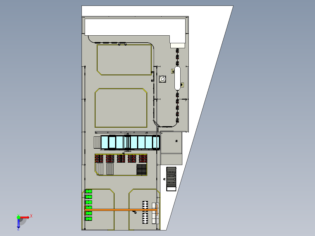 处理和粉末喷涂车间俯视图