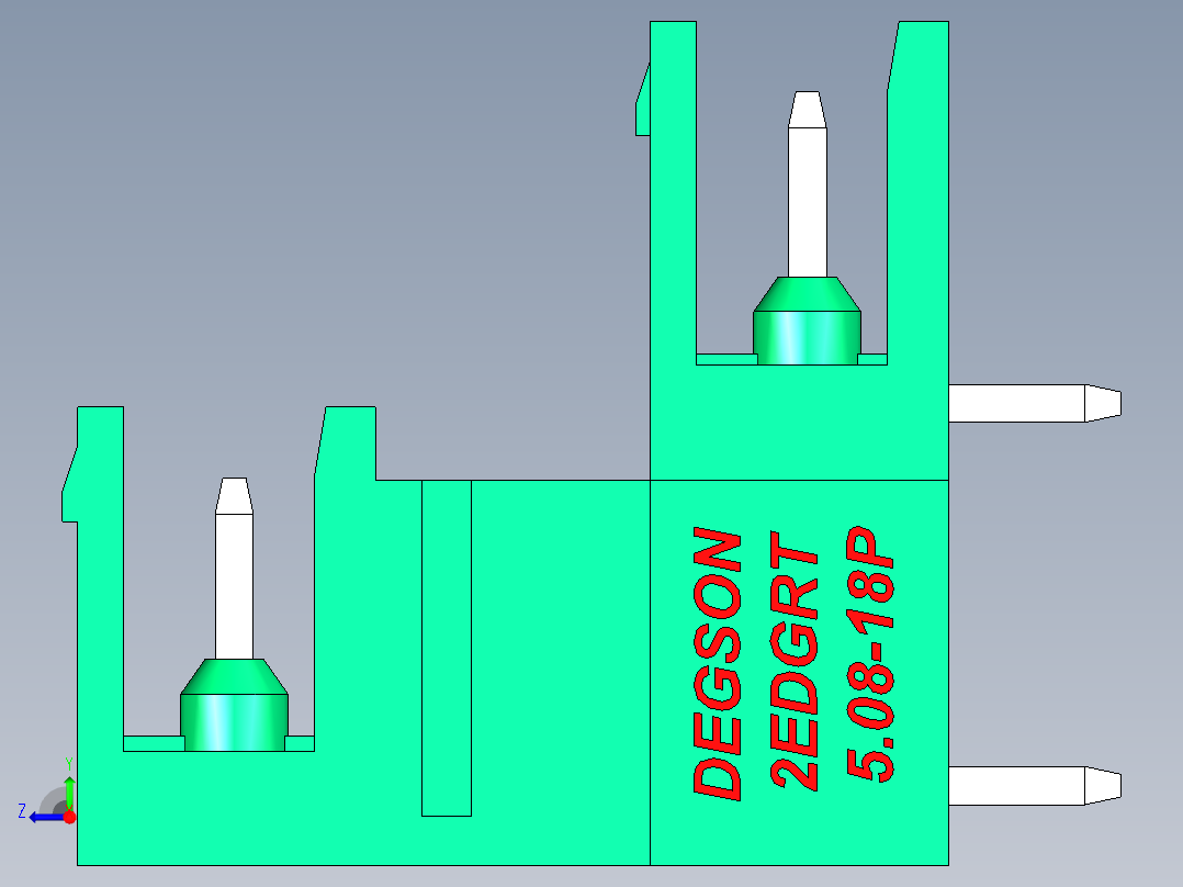 DEGSON 2EDG 系列 5.08mm 可插拔接线端子组-2EDGRT-5.08-18P-14-00AH右视图
