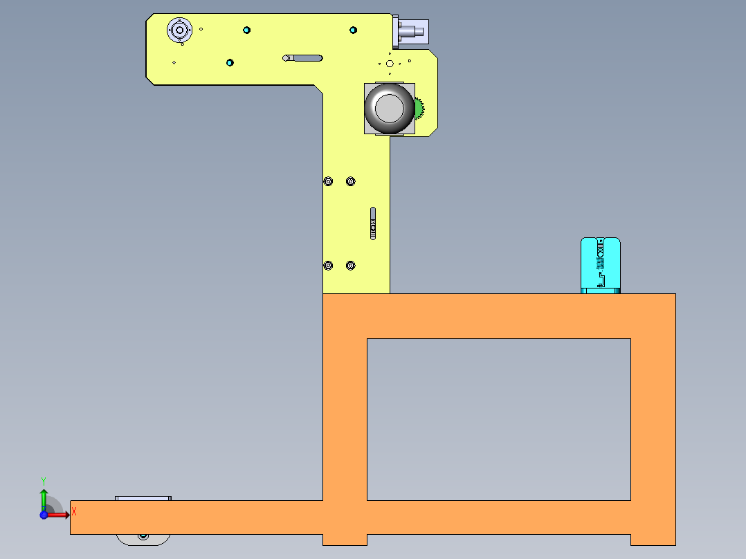 全自动成型灌装封口包装机中自动间隙式封口膜传送机构的设计【含CAD图纸、SW模型三维】前视图