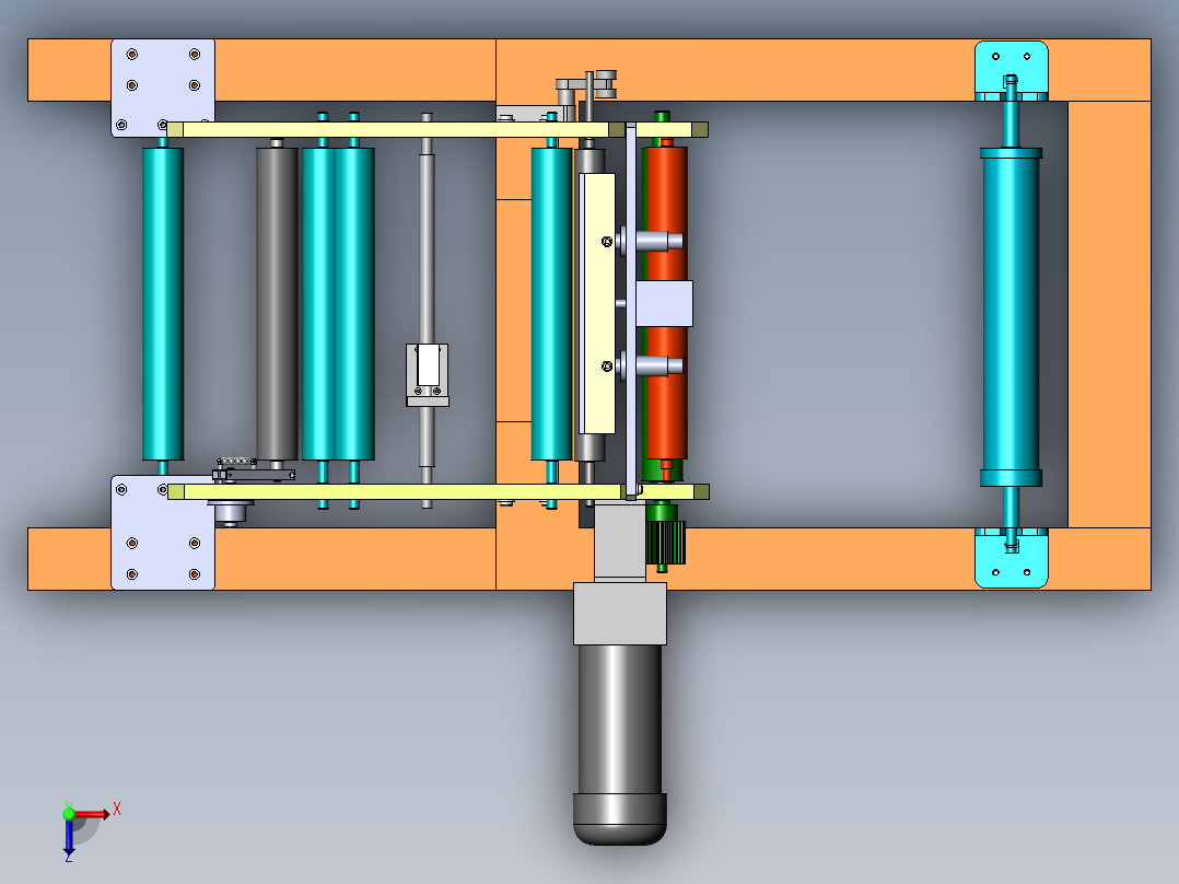 全自动成型灌装封口包装机中自动间隙式封口膜传送机构的设计【含CAD图纸、SW模型三维】俯视图
