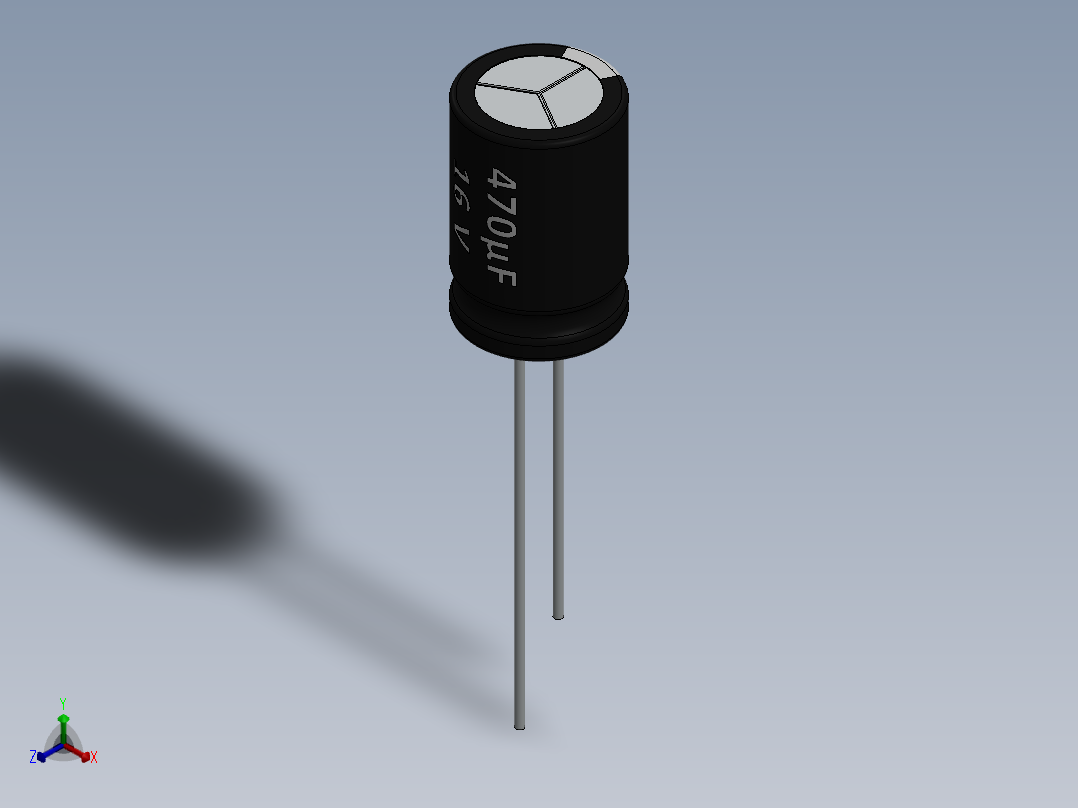 电容器 二极管 电阻器-Capacitor 470uF-16V正等轴测图