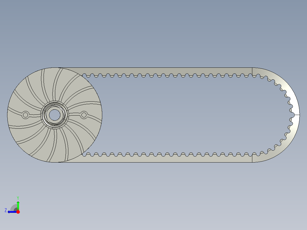 同步带轮CVT vario techno 125--stp三维 3d模型设计图右视图