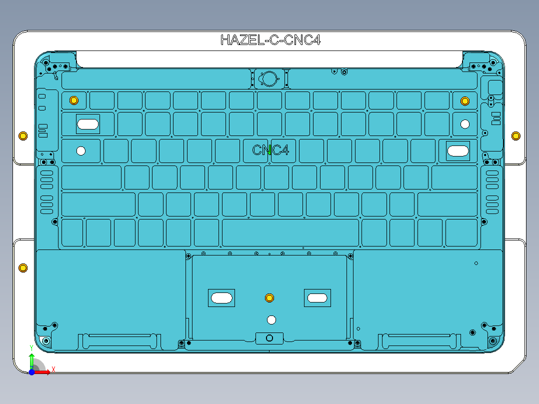 HAZEL-C笔记本CNC工装夹具三维模型-CNC4-0512前视图