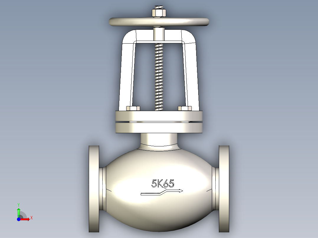 铸铁 铸钢截止阀 截止止回阀-JIS5K-65前视图