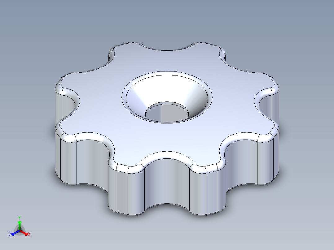 A0003134-叉形点击器旋钮正等轴测图
