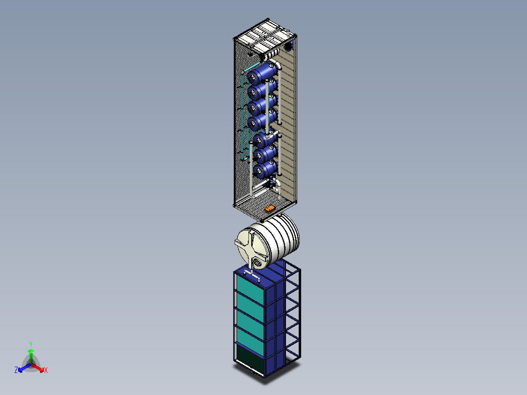 40KL水处理厂40kl-water-treatment-plant-模型格式为 stp主视图
