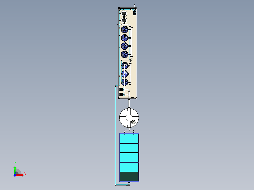 40KL水处理厂40kl-water-treatment-plant-模型格式为 stp前视图