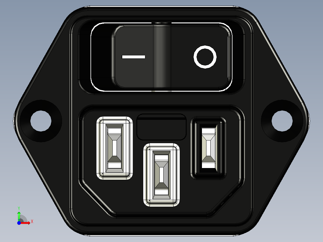 带电源开关的IEC连接器前视图