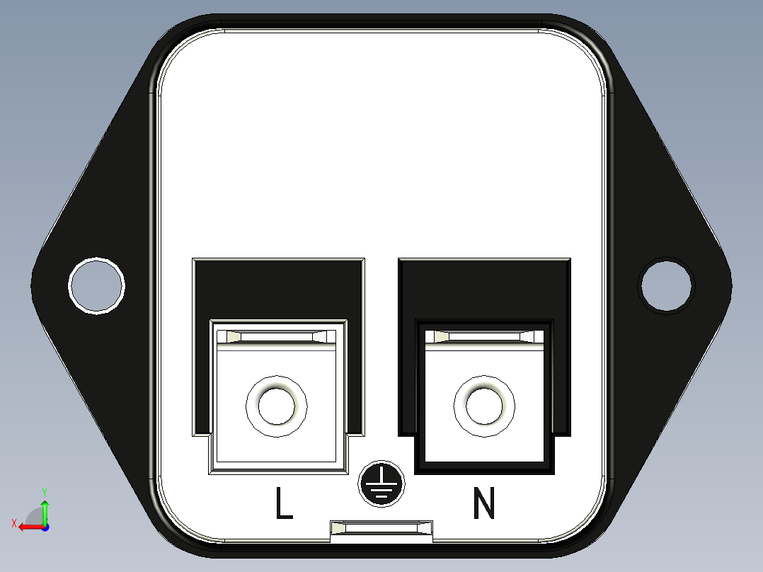 带电源开关的IEC连接器后视图