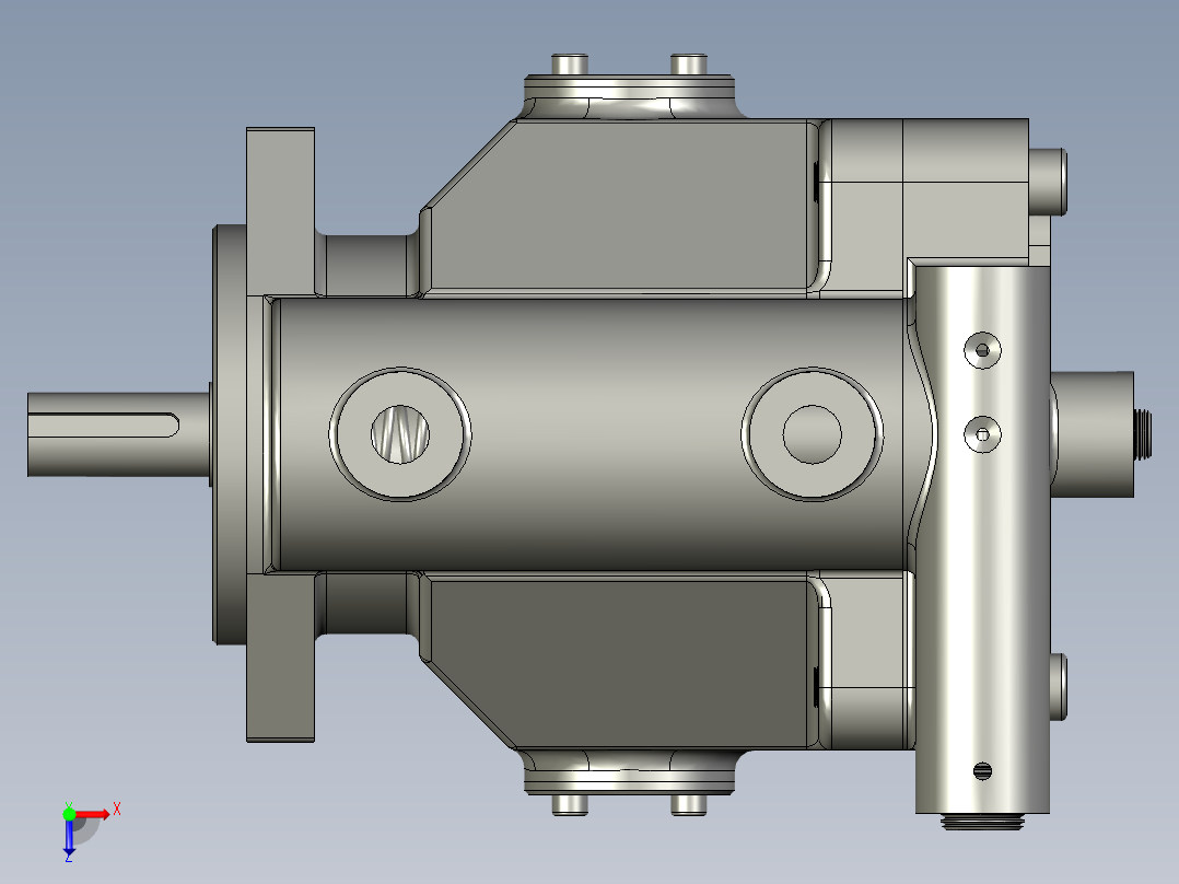 中型柱塞泵摇摆式斜盘液压轴承柱塞泵俯视图