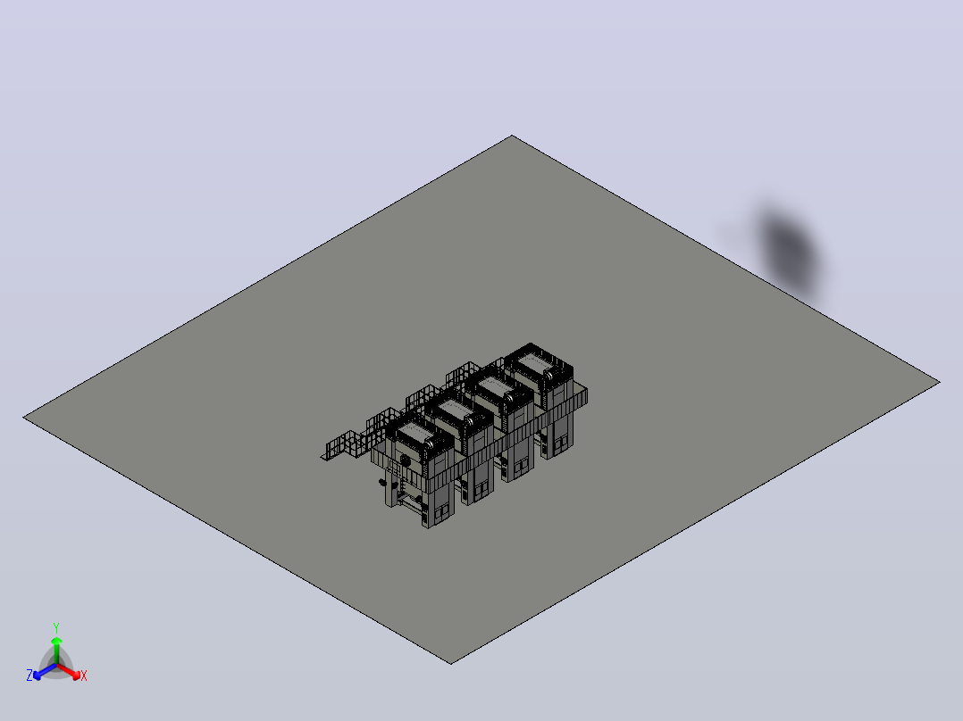 菲尔（FIER）大型冲压机3D数模图纸 Solidworks设计后视图