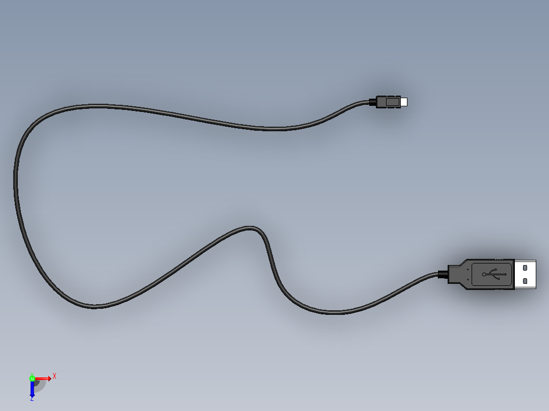 usb 连接线俯视图