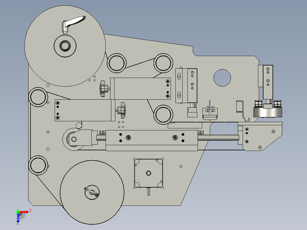 自动贴标机标签剥离3D 三维模型 非标自动化设备3D图纸俯视图
