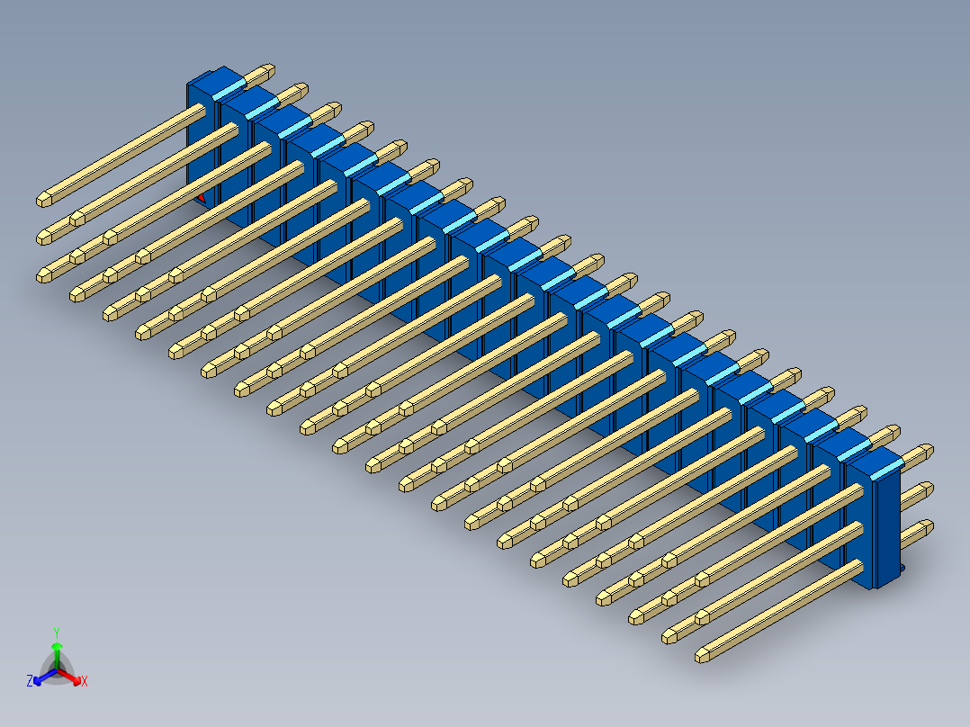 彩色公头100mil（2.54mm）系列-DS1021_blue_3x21p_100mil_Type5_rev1.0主视图